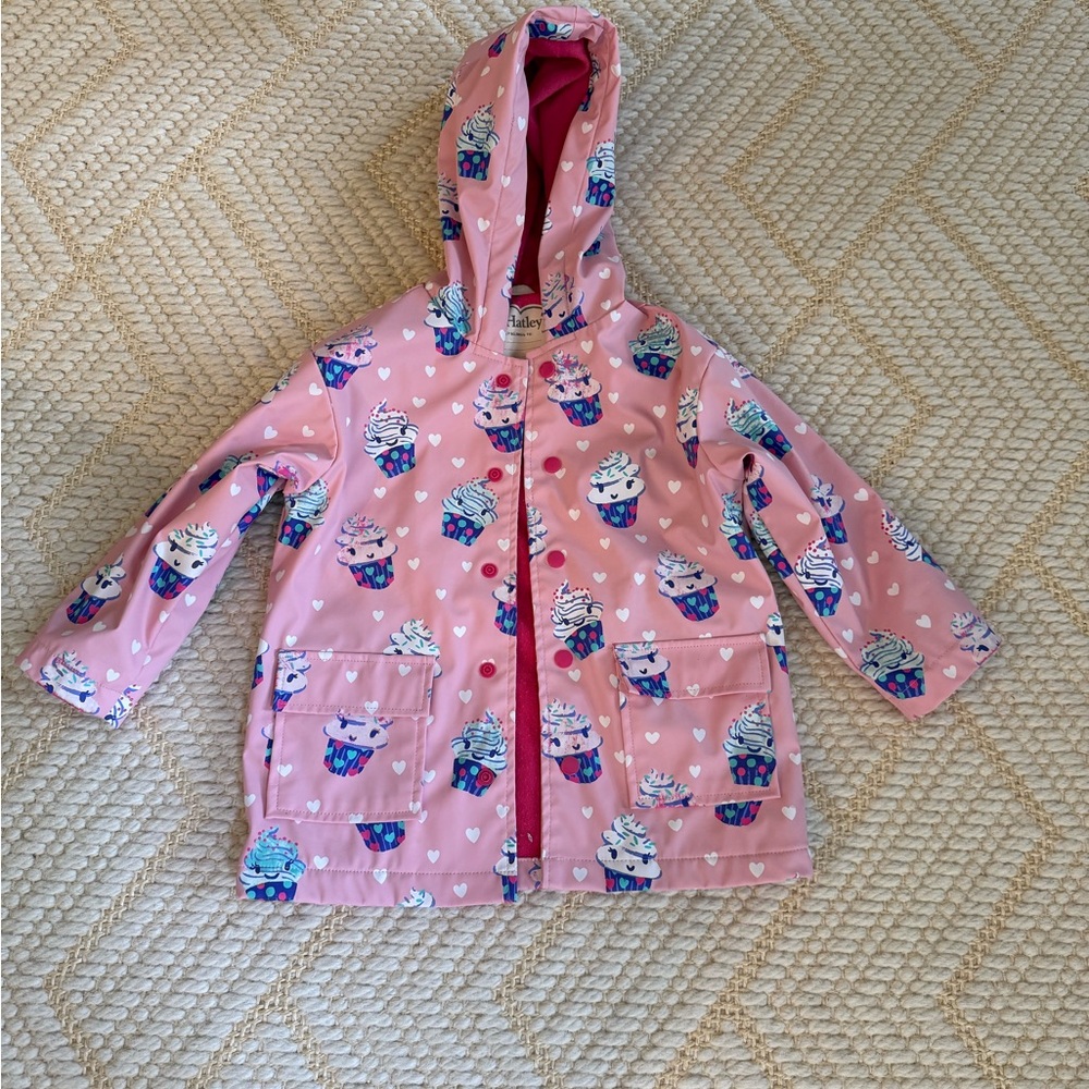 Hatley Pink Raincoat with Cupcake Print